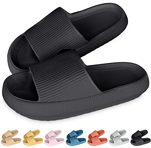 BTONGE Slippers Cloud Sliders for Women Men | Super Soft Non-Slip Shower Pillow Sliders Slippers Open Toe Cozisliders for Indoor & Outdoor