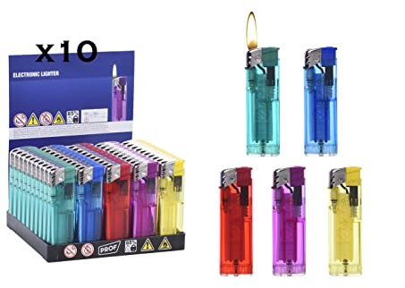 Mechero Electrónico Recargable, Pack de 500 Mecheros de Colores Surtidos, Fácil de Encender