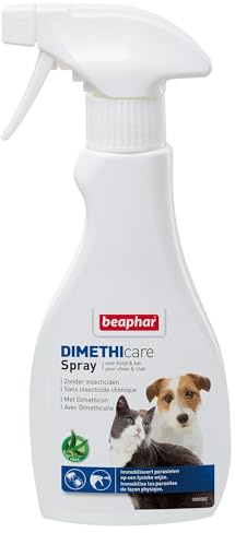 BEAPHAR – DIMETHICARE – Spray Stop Parasites pour Chien et Chat – Contre puces, tiques, poux, aoûtats – Sans pesticide et insecticide chimique – À l'Aloe Vera – Action immédiate – Sans rinçage – 250ml