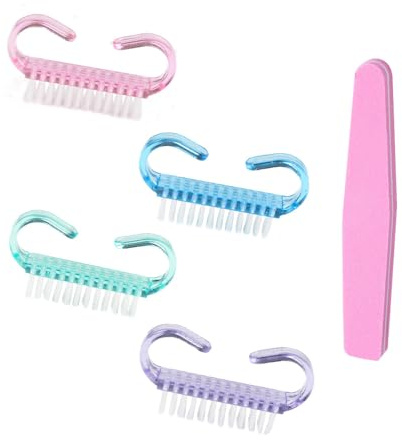 TRKETK 4 Pezzi Spazzola Unghie Mani con 1 Pezzi Lime per Unghie Strumento per a Pulizia Delle Unghie Spazzole per la Pulizia Manico in Plastica per Pulizia E Pulizia Delle Unghie