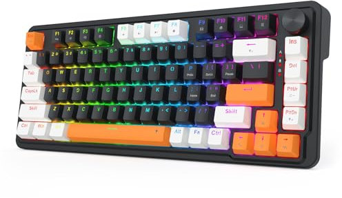 Redragon K714 Rapid Trigger HE Gaming Keyboard, 75% 81 Keys Wired Mechanical Keyboard w/Hyper-Fast Actuation Magnetic Switch, Actuation Point Adjustable, 8K Hz Polling Rate, Dedicated Control Knob