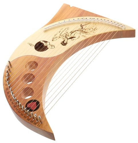 TOYANDONA Saitige Lyre Harfe Holz Lyra Harfe Musikinstrument Mit Stimmhammer Und Zupfplektren Stabiles Klangbild Polierte Oberfläche Geeignet Für Musikliebhaber Und Anfänger Buntes Design