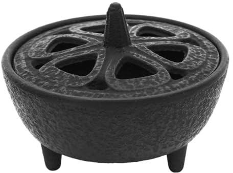 Laroal Quemador de Incienso de Hierro Fundido con diseño Zen y Tapa para decoración del hogar, meditación y relajación.