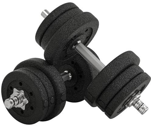 HOMCOM Set Manubri Palestra 25kg (4x2.5 kg, 4x1.5 kg, 4x1.25 kg), Pesi Palestra con 12 Dischi e 2 Manubri da 2 kg per Allenamento a Casa, Nero