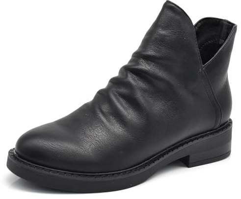 IF Stivaletti Scarponcini Scarpe Stropicciati da Donna Effetto Drappeggiato Elegante MP302-14 Nero n.41