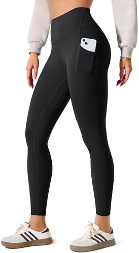 BAYDI Clouduxi Leggings with Pockets for Women 25 High Waist Tummy Control Workout Gym Yoga Pants Black