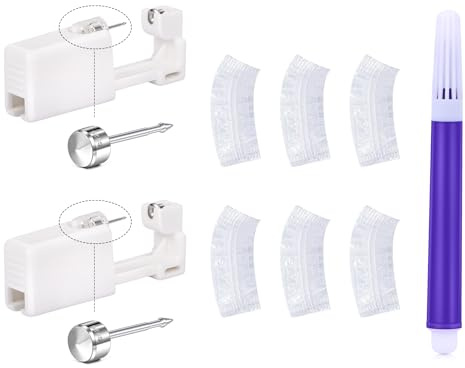 LAURITAMI Ear Piercing Kit Sterling Silver 925, 2Pcs Ear Piercing Gun with Sterling Silver CZ Stud, Helix Cartilage Ear-Piercing Kit Tool with 4mm CZ Stud