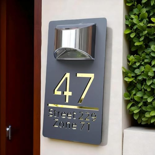 Placa Solar Personalizada Para Casa Con Luz Para Residencias Modernas,Número De Casa Y Nombre De Calle Personalizables,Placas Acrílicas Impermeables Con El Número De La Puerta Para Colgar En La Pared