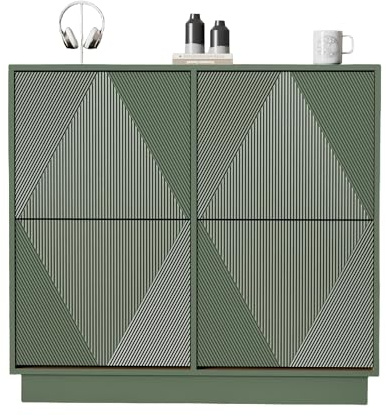 UEV Schuhschrank mit 4 Klappen schmal, Drucktüröffner Push to Open, Schuhkommode mit Kippschutz, Schuhkipper für Wohnzimmer Schlafzimmer Flur Platzsparend Grün