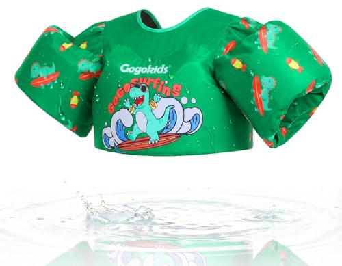 Gogokids Kids Swim Vest with Floats Armbands, Updated Vest-style Toddler Swimming Jacket Adjustable Safety Buckle Swimming Pool Flotation Buoyant Jacket for Children 2-6 Years Old