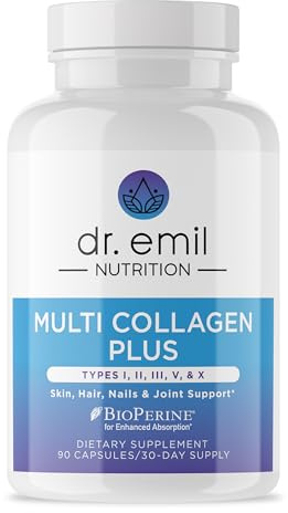DR. EMIL NUTRITION Women's Multi Collagen Pills | Collagen Supplements | Support Hair, Skin, Nails & Joints | Hydrolyzed Collagen Supplements | Types I, II, III, V & X | 90 Capsules