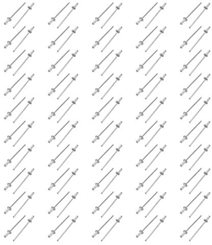 100 remaches ciegos de tipo abierto de aluminio, 6 mm x 2,4 mm.