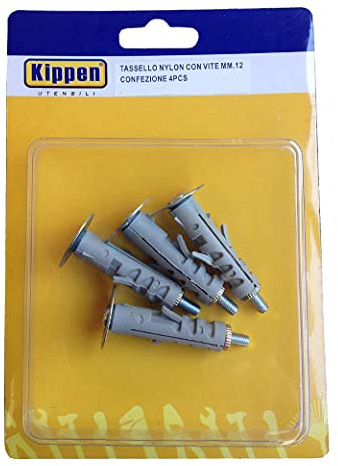 kippen 9021A2 Kit Composto da 4 Tasselli per Fissaggio ad Espansione da mm.12 con Vite e Rondella