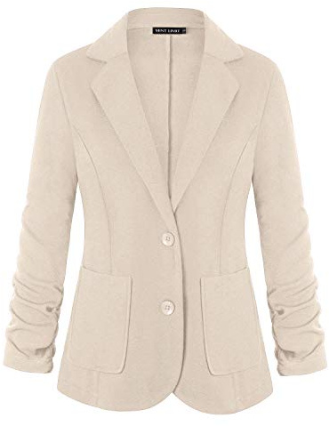 MINTLIMIT Womens Casual Work Office Blazer Boyfriend Jacket with Pockets (Beige M)