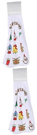 Cabilock 2st Weihnachten Handtuch Küchenhandtücher Zum Aufhängen Weihnachtsbadetücher Hängendes Handtuch Weihnachtspapierhandtücher Küchentuch Weiß Handtuchhalter Polyester Schnelltrocknend