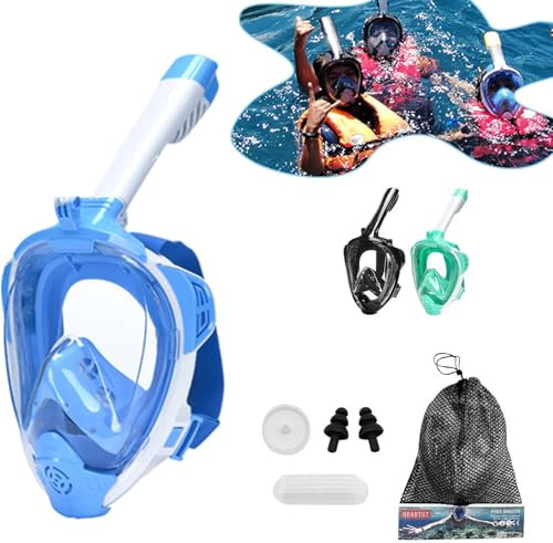 HLC Full Face Snorkel Mask for Adults & Kids: 180° Panoramic View Snorkeling Mask with Dry Top System, Anti-Fog & Anti-Leak Design, Camera Mount – Perfect Snorkeling Gear for Underwater Adventures