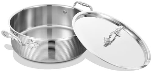 Inqibee 2.5 L Tri-Ply Stainless Sauté Pan with Steel Lid,26 CM Induction Cooking Pot,Braiser,Even Heating and Oven Safe