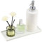 YoHyien Ceramic Vanity Tray, White Bathroom Tray Organiser for Dresser, Decorative Trinket Dish, Rectangle Jewellery Plate for Perfume, Cosmetic, Soap Dispenser, Candle, Kitchen Sink