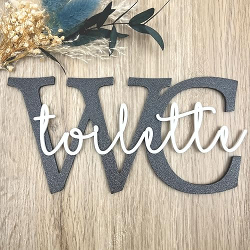 Generisch WC Schild - Nachhaltig - PLA - Schwarz Weiß - 20 cm x 10 cm - Einzigartiges Design - Made in Germany