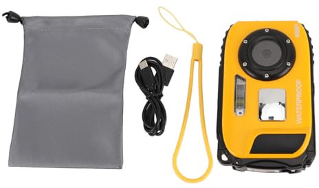 Cámara de Buceo 1080p 48mp Anti agitando 5 m Cámara submarina a Prueba de Agua con Pantalla de Color de 2,4 Pulgadas 32 g de Tarjeta de Memoria Autofocio de 630 mAh Reconocimiento (Amarillo)