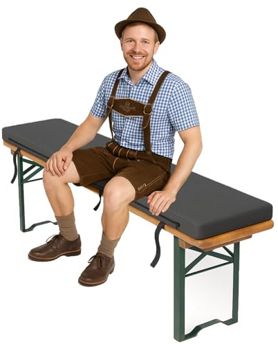 Coussin Pour Banc De Bière 180×25×3 cm Graphite | Coussin D’assise Pour Ensemble Oktoberfest Et Banc De Jardin | Imperméable Résistant Aux Intempéries | Coussin Avec Sangles De Fixation [133]