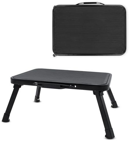 Marchepied pliant avec poignée de transport en acier noir jusqu'à 150 kg – 38 x 26,5 cm – Antidérapant – Tabouret de salle de bain – Tabouret d'ascension pour personnes âgées et enfants