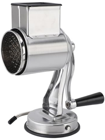 Jiawu Manuellt Ostrivjärn i Rostfritt Stål Multifunktionell Handvevförstörare för Kök Grönsaksnötpotatis, 5 Blad för Effektiv Drift (Silver)