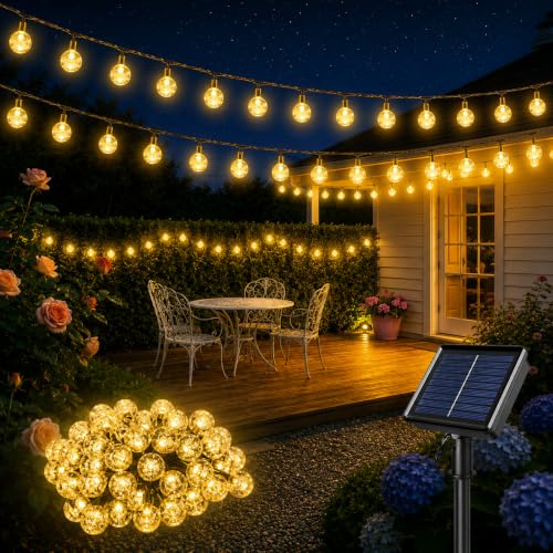 HeiPard Catena Luminosa Esterno Solare 11m 60 LEDs, Luci Solari da Giardino con 8 Modalità e Memoria, IP65 Impermeabile, Lucine da Energia Solare Decorative per Terrazzo Balcone Gazebo Festa