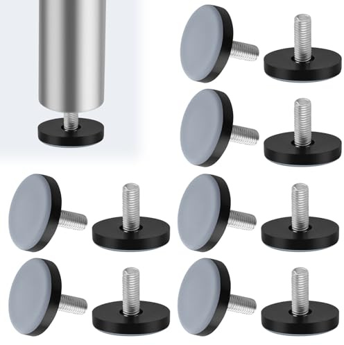 12PCS M8 Patins Téflon 35mm PTFE Pied Reglable Meuble Nivellement Filetage | Patin Teflon a Visser pour Meubles Glisseurs Silencieux en INOX Protection Sol Chaises Tables Canapé Bois Stratifié Carrelage