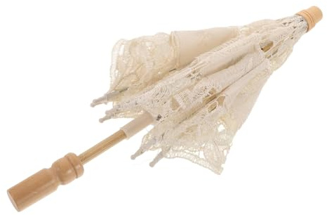 DIYEAH Parapluie en Coton Blanc Dentelle Vintage pour Mariage, Léger et Confortable, Accessoire Décoratif pour Cérémonie Nuptiale et Séance Photo
