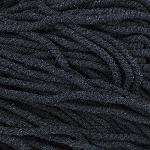 Super Soft 3 Strand Twisted Cotton Rope (Black, 1/4 Inch x 25 Feet)
