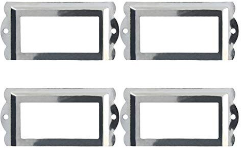 MroMax Metallram låda låda fodral skåp 85 mm x 42 mm kort etikett etikett hållare silver 4 st