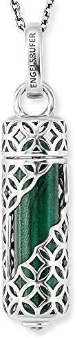 Engelsrufer Damen Halskette aus Sterling Silber mit austauschbarem Kraftstein Anhänger Malachit Größe M - Karabinerverschluss - in drei Längen verstellbar - nickelfrei