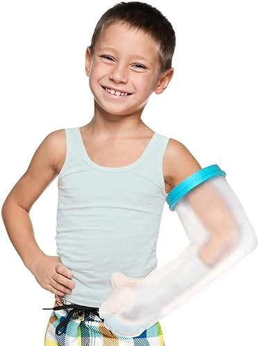 Fasola Child Cast Cover Arm Waterproof for Shower, Plaster Hand Sleeve Dressing Protector for Broken Wrist, Elbow, Fingers Wound, Burns, Reusable Cast Bag Full Arm Keep Wounds & Bandage Dry, 23 inch