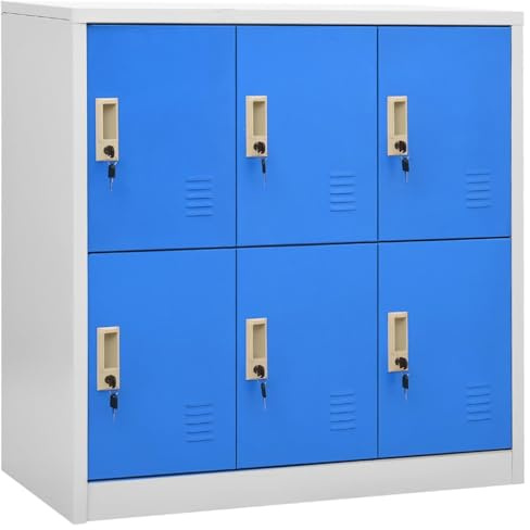 vidaXL Armadietto con Chiave Grigio Chiaro e Blu 90x45x92,5 cm Acciaio