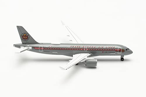 herpa Modellflugzeug Airbus A220-300 Air Canada – Trans Canada Air Lines Retro Livery Maßstab 1:500 - Modellbau Flugzeug, Flugzeugmodell für Sammler, Miniatur Deko, Flieger ohne Standfuß aus Metall