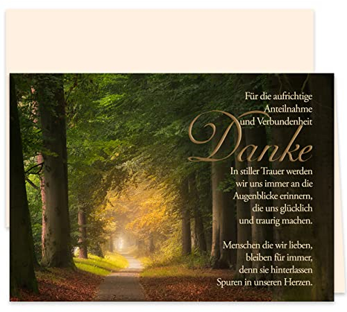 Klasse 10 Dankeskarten Trauer mit Text und Umschlag Dankeskarte Klappkarten Trauerkarten Danksagungskarten Kondolenzkarten Dankeschön Trauertrennung Kondolenzkarte Stilvolles Waldmotiv mit Text