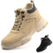 Bawalon Sicherheitsstiefel Herren Leicht Sicherheitsschuhe Herren Damen Wasserdicht Arbeitsschuhe mit Stahlkappe Khaki 41 EU