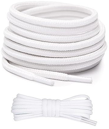 FIHODONE 2 Double Lacets Haussures 120cm Lacets Blancs pour Baskets,4mm Lacet Elastique Haute Qualité Lacet Enfant, Convient pour Hommes et Femmes Baskets Blanches Chaussures en Toile,Bottes,etc