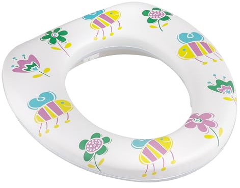 Baroni Home adaptador para inodoro para niños, Adaptador universal para inodoro, Asiento antideslizante y anatomico apto para todos los asientos, 28x29x3 cm (Flores y abejas)