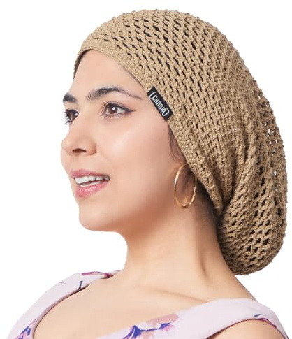 CHARM Lightweight Summer Beanie Hat for Men, Cotton Mesh Beanie for Women, Hand Made Knit Cap Beige