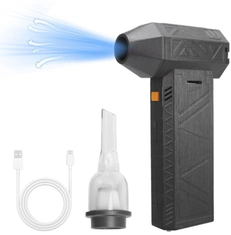 Compressed Air Duster, Electric Motor Air Blower with 130,000 RPM Turbo Motor, Rechargeable Mini Blower for Cars, Cordless Outdoor Cleaning – Includes Dust Kit & Adjustable Speeds