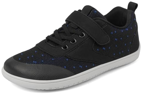 LYKDKAS Boys Wide Barefoot Shoes Girls Minimalist Walking Shoes Kids Trail Running Shoes Sneaker Black 13UK Child