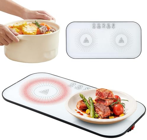 Darryy Plateau Chauffant Électrique, Chauffe Plat Électrique, Assiette chauffante portable, Idéal Pour Les Petits Appartements, Cuisines, Tables à Manger, Bureaux, Pour Réchauffer Les Plats, 18*37 Cm