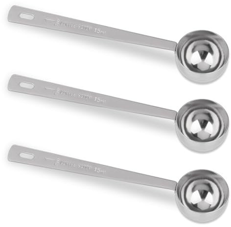 3 Stück KaffeelöFfel, 15ml KaffeelöFfel Edelstahl, Kaffeelot, KaffeelöFfel Portionierer, Wiederverwendbar KaffeedosierlöFfel, Runder MesslöFfel, Kaffee LöFfel für Kaffeesatz, Bohnen, Gewürze