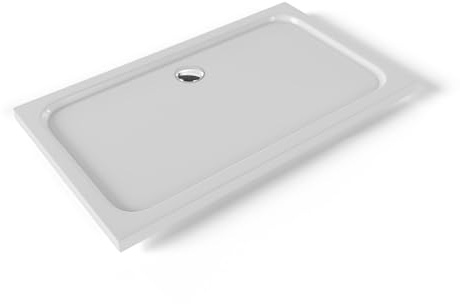 Plato de Ducha Acrílico 70x120 cm Blanco – Antideslizante, Antibacteriano, Textura Lisa – Incluye Válvula y Rejilla | Moments of Glass