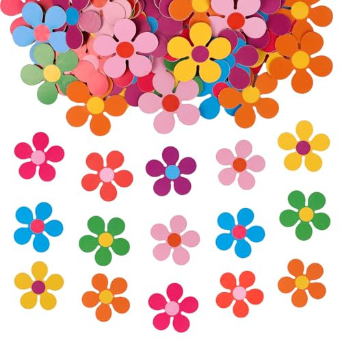 BETESSIN Tischdeko Hippie Party - 120 Stück Bunte Blümchen Konfetti - Blumen Streudeko Frühling - Hippie Deko für 60er Jahre Hippie Party Valentinstag Hochzeit