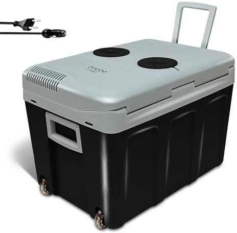 briebe Frigorifero Portatile da Viaggio Termoelettrico 40 Litri AC/DC 12V / 220V, Per Auto, Campeggio, Raffredda e Tiene Caldo, Modalità a Basso Consumo (Nero)