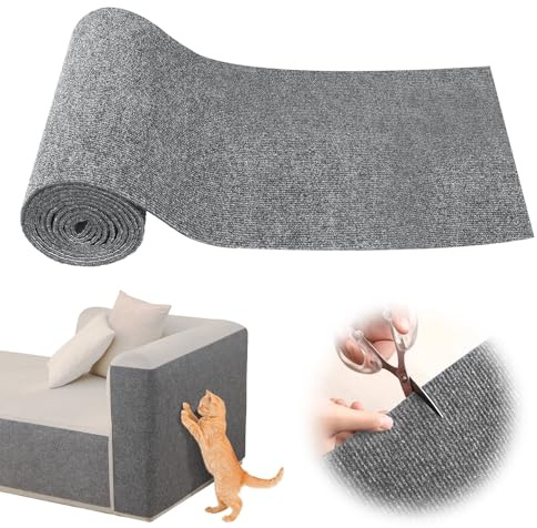 200CM*40CM Tappeto tiragraffi per gatti，4 colori e 4 misure， tappeto tiragraffi gatti， adesivo tappetino gatto， protezione divano graffi gatto antigraffio divano (grigio chiaro, L)