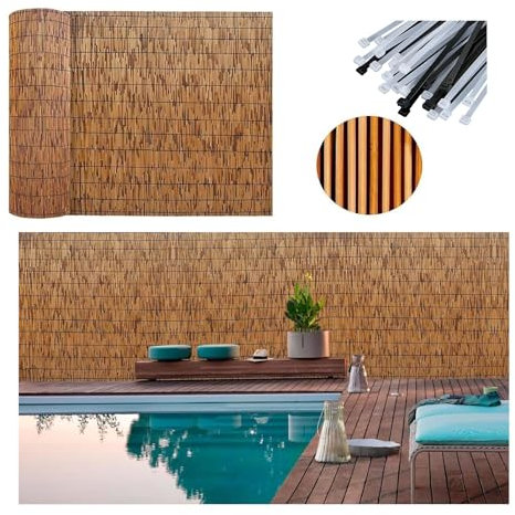 Parasole per recinzione da giardino per esterni, per balcone, patio, posto auto coperto, pergola, barriera in bambù per cortile, paravento per balcone, 1,5 m, 1 m, 1,2 m